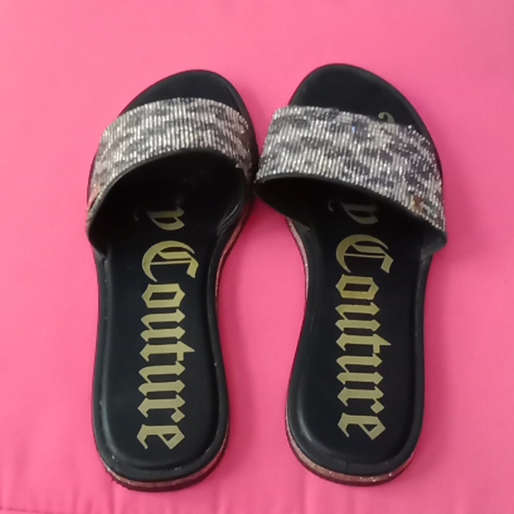 Juicy Couture rhinestone slip on sandals